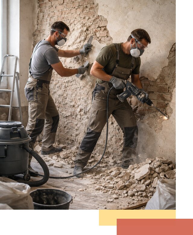 Демонтаж штукатурки со стен в Сосновоборске быстро и аккуратно