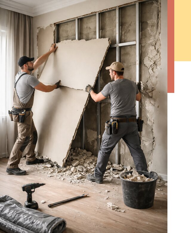 Демонтаж гипсокартона со стен в Сосновоборске от 362 руб. — услуги демонтажа | ОТДЕЛОЧНИК-Ссб