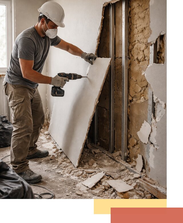 Демонтаж гипсокартона со стен в Сосновоборске качественно и быстро