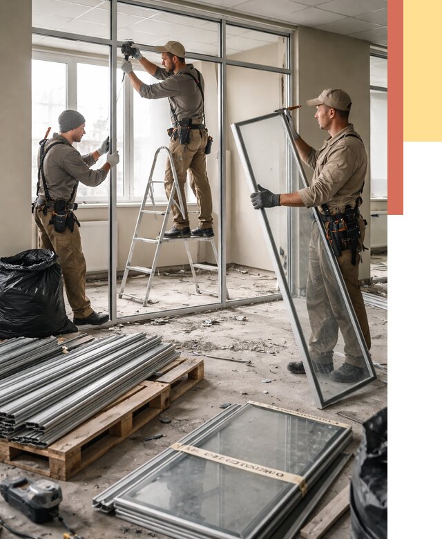 Демонтаж алюминиевых перегородок в Сосновоборске от 4345 руб. — быстро и недорого | ОТДЕЛОЧНИК-Ссб