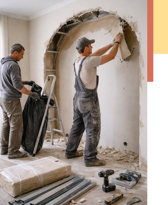 Демонтаж арки из гипсокартона в Сосновоборске от 3621 руб. — услуги под ключ | ОТДЕЛОЧНИК-Ссб