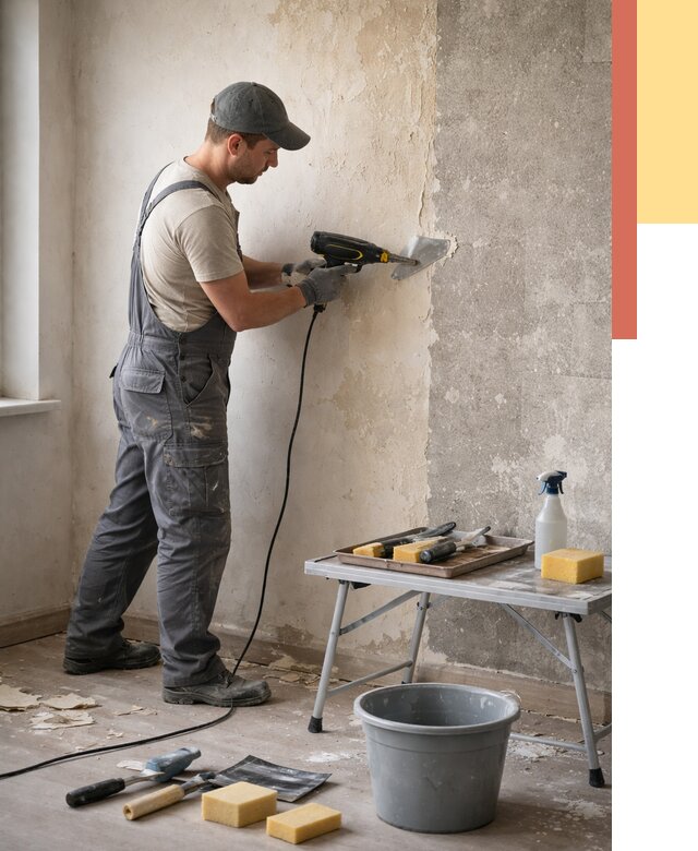 Очистка стен от клея в Сосновоборске от 1914 руб. — снятие и удаление клея со стен | ОТДЕЛОЧНИК-Ссб