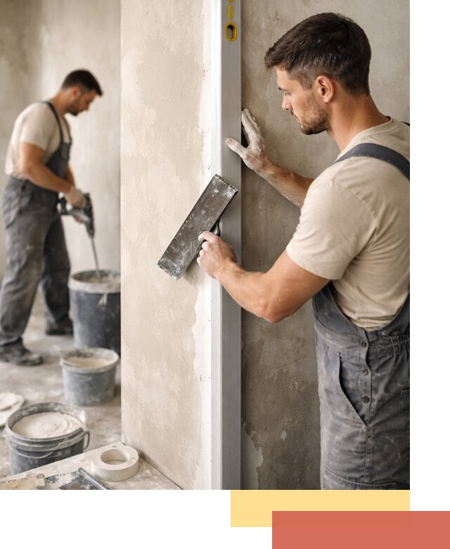 Выведение углов стен в Сосновоборске: монтаж и оштукатуривание