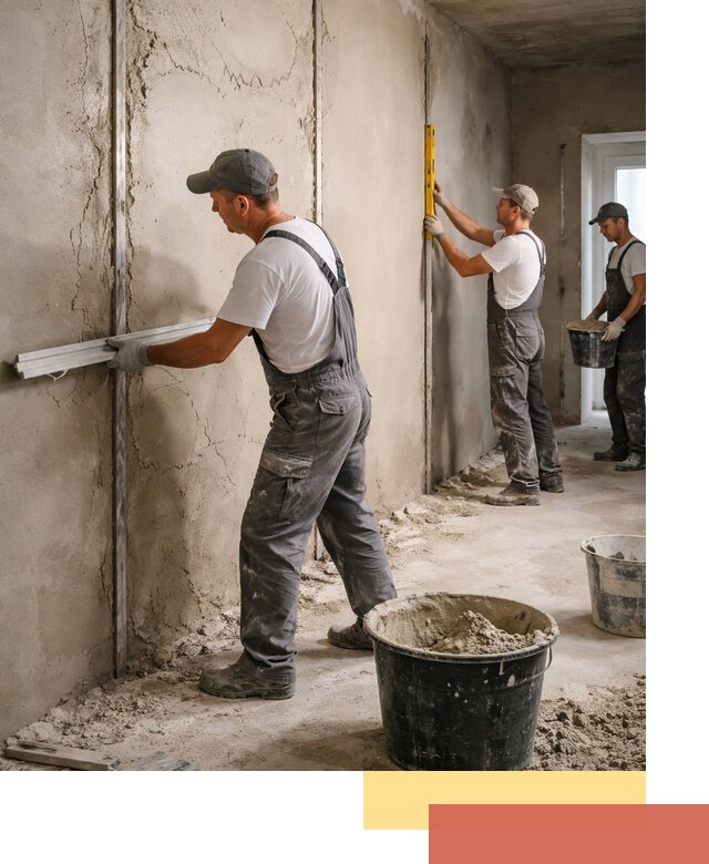 Штукатурка стен по маякам в Сосновоборске — точная и ровная поверхность