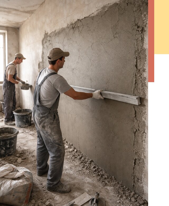 Цементная штукатурка стен в Сосновоборске от 4655 руб/м2 — быстро и недорого | ОТДЕЛОЧНИК-Ссб