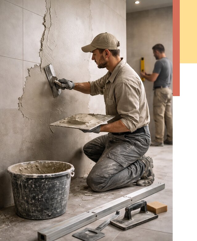 Штукатурка стен в ванной в Сосновоборске от 4655 руб./м² — выравнивание под ключ | ОТДЕЛОЧНИК-Ссб