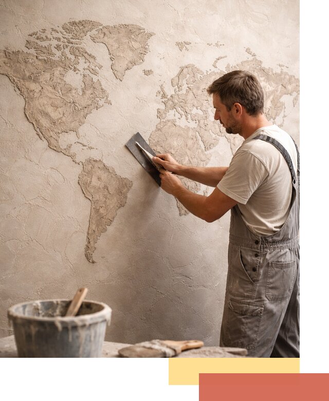 Декоративная штукатурка «Карта мира» под ключ в Сосновоборске