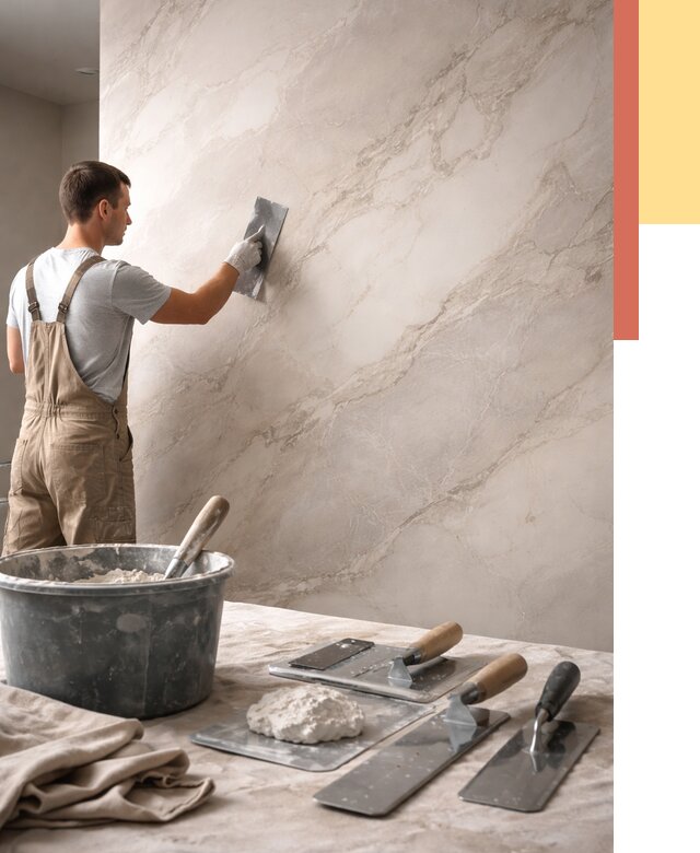 Декоративная штукатурка под мрамор в Сосновоборске от 2897 руб./м² — быстро и недорого | ОТДЕЛОЧНИК-Ссб