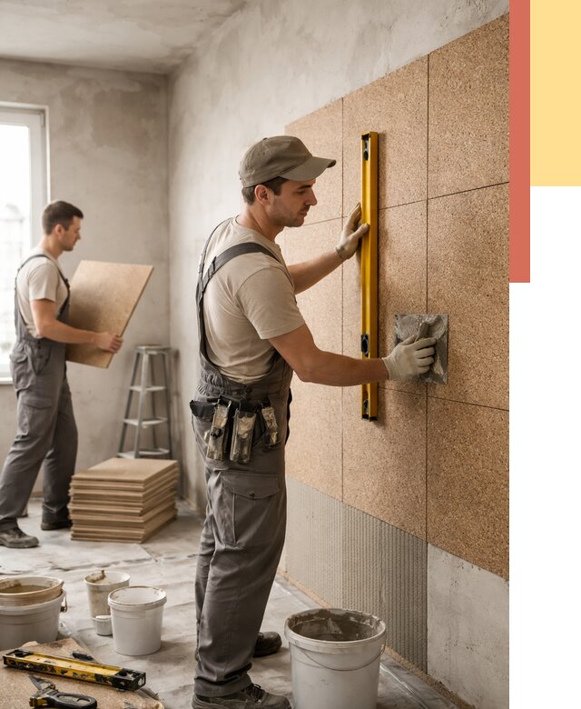 Монтаж пробковых панелей на стены в Сосновоборске от 3621 руб. — ОТДЕЛОЧНИК-Ссб