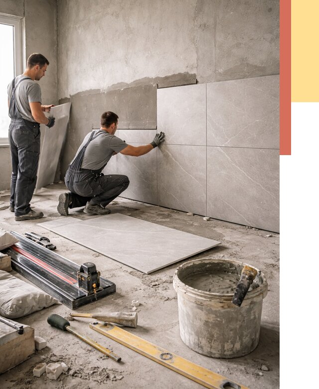 Облицовка стен керамогранитом в Сосновоборске от 4345 руб./м² — услуги под ключ | ОТДЕЛОЧНИК-Ссб