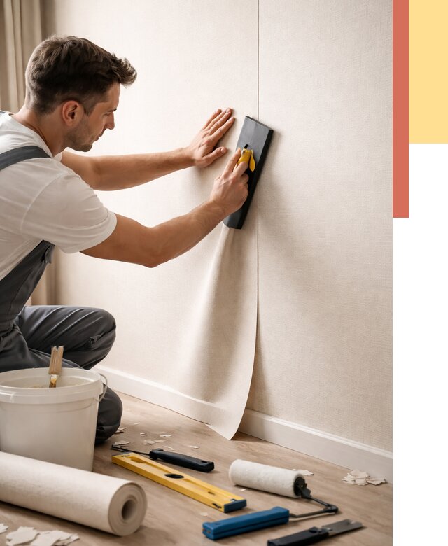 Поклейка виниловых обоев в Сосновоборске от 4655 руб. | Быстро и недорого — ОТДЕЛОЧНИК-Ссб