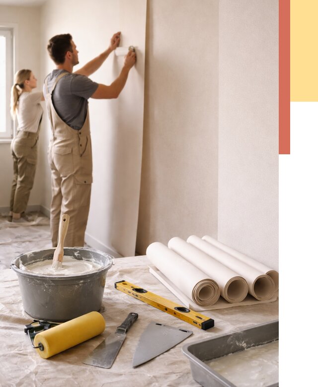 Поклейка бумажных обоев в Сосновоборске от 5690 руб./м2 — быстро и недорого | ОТДЕЛОЧНИК-Ссб