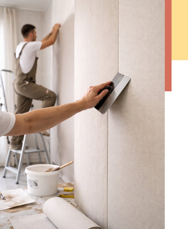 Поклейка текстильных обоев в Сосновоборске от 4655 руб. под ключ | ОТДЕЛОЧНИК-Ссб