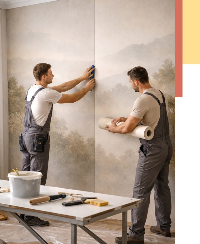 Поклейка фотообоев в Сосновоборске от 8793 руб/м² — быстро и недорого | ОТДЕЛОЧНИК-Ссб