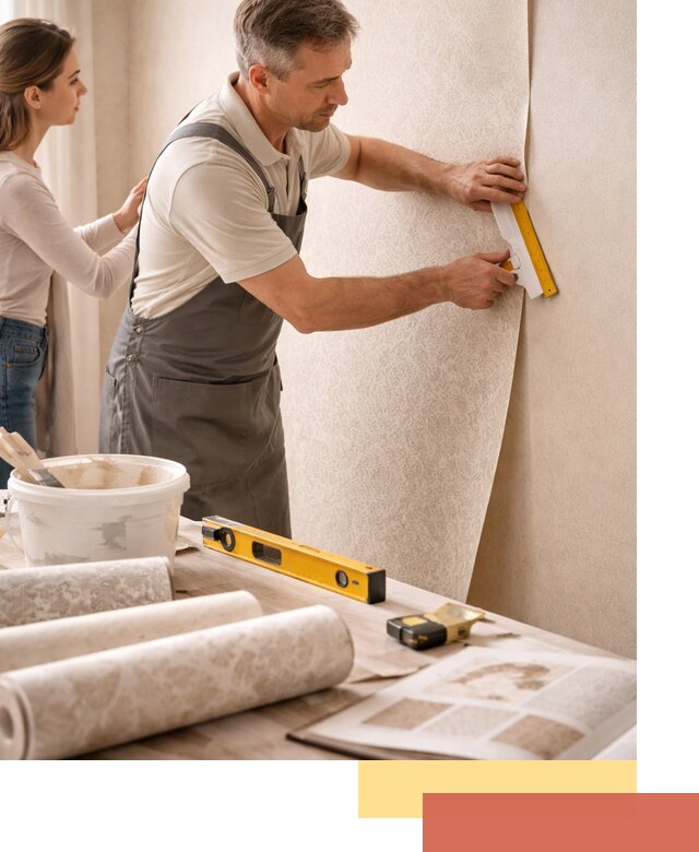 Поклейка обоев с подбором рисунка в Сосновоборске