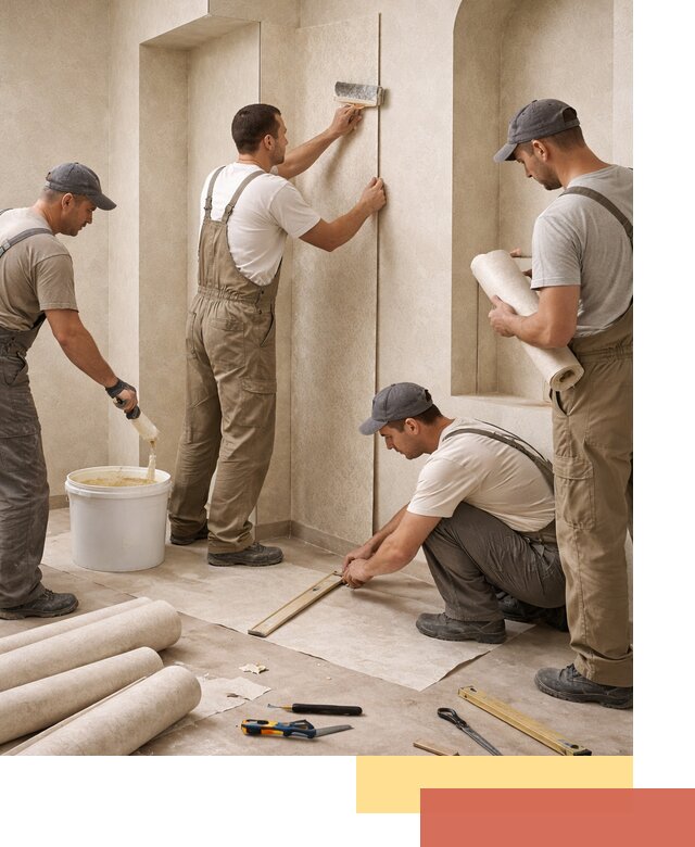 Поклейка обоев на сложные стены и неровные поверхности в Сосновоборске