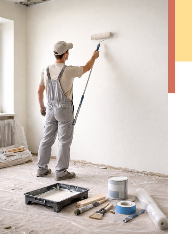 Покраска стен водоэмульсионной краской в Сосновоборске от 466 руб. за м² | ОТДЕЛОЧНИК-Ссб