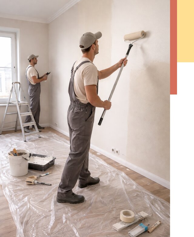 Покраска стен акриловой краской в Сосновоборске от 3621 руб./м² — быстро и недорого | ОТДЕЛОЧНИК-Ссб