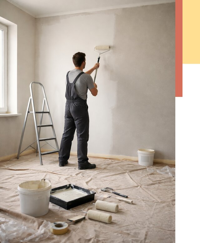 Покраска стен моющейся краской в Сосновоборске от 362 руб./м² — быстро и недорого | ОТДЕЛОЧНИК-Ссб