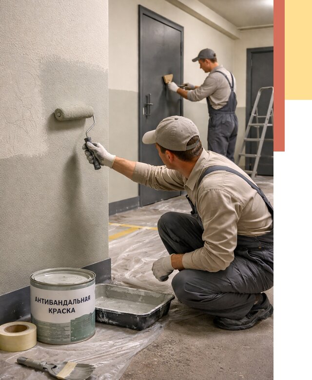 Покраска стен антивандальной краской в Сосновоборске от 4655 руб./м² под ключ | ОТДЕЛОЧНИК-Ссб