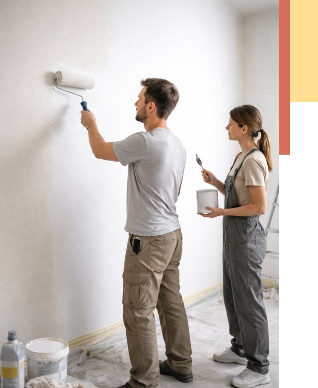 Окраска стен по стеклохолсту в Сосновоборске от 4655 руб/м² под ключ | ОТДЕЛОЧНИК-Ссб