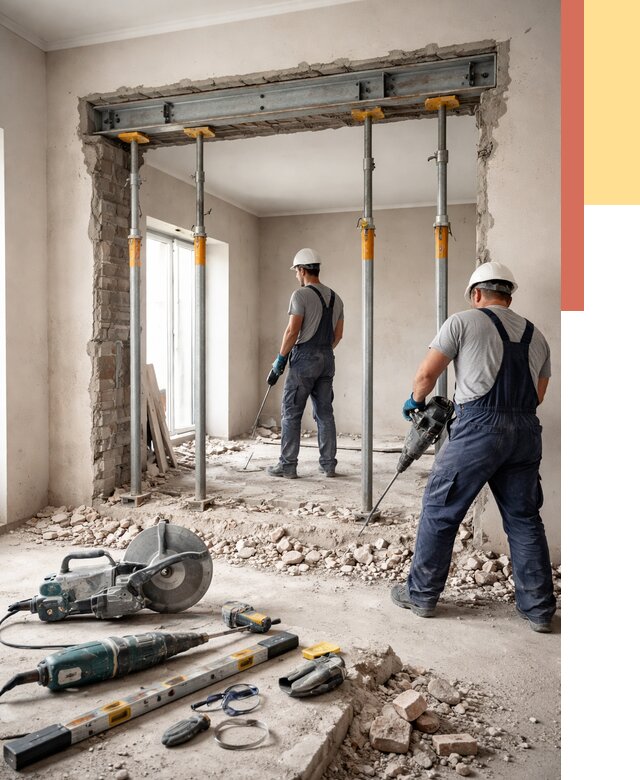 Прорезка проема в стене в Сосновоборске от 4655 руб. — быстро и недорого | ОТДЕЛОЧНИК-Ссб