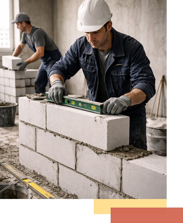 Кладка перегородок из пеноблока под ключ в Сосновоборске