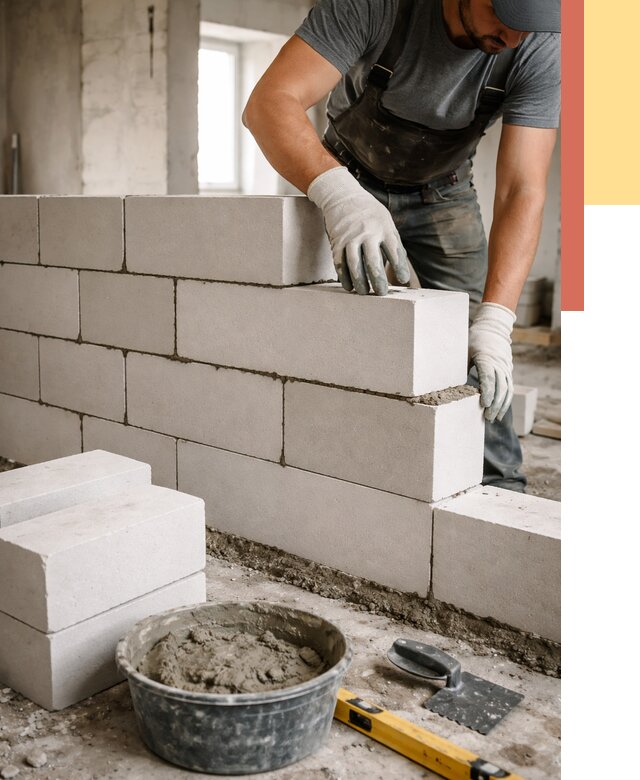 Кладка перегородок из силикатного блока в Сосновоборске от 4138 руб. под ключ | ОТДЕЛОЧНИК-Ссб