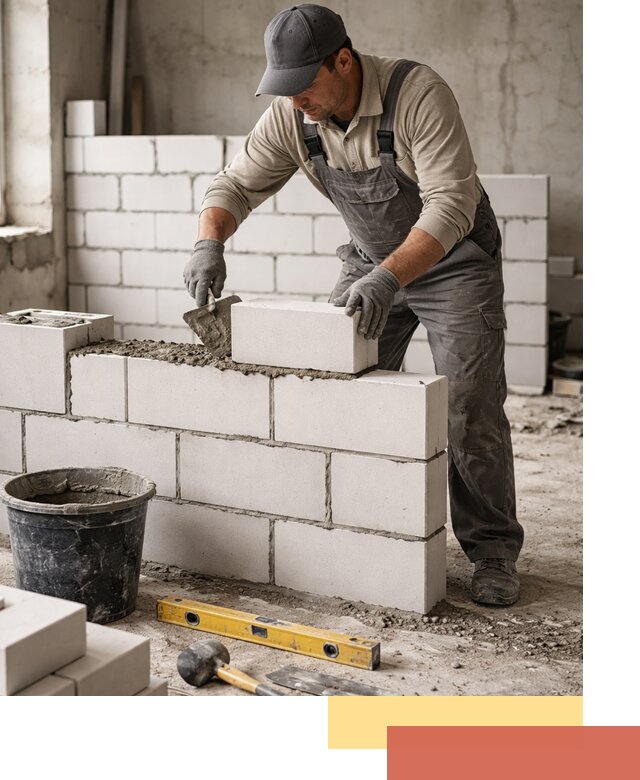 Кладка перегородок из силикатного блока в Сосновоборске