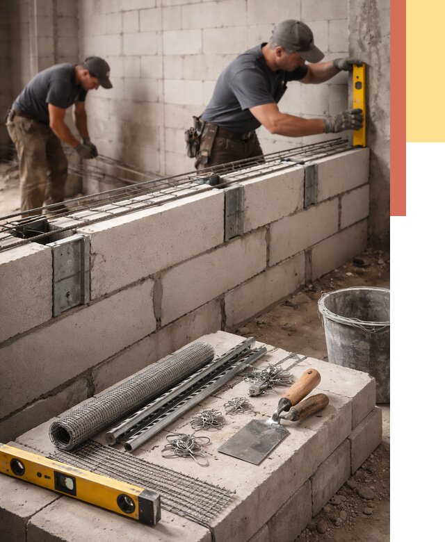 Армирование кладки перегородок в Сосновоборске от 776 руб. под ключ | ОТДЕЛОЧНИК-Ссб