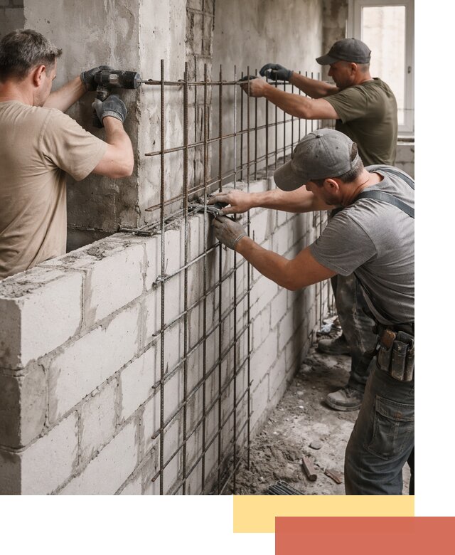 Армирование кладки перегородок в Сосновоборске профессионально и надёжно