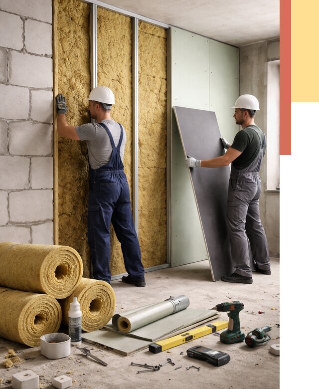 Шумоизоляция перегородок из блоков в Сосновоборске от 1914 руб./м² — быстро и недорого | ОТДЕЛОЧНИК-Ссб