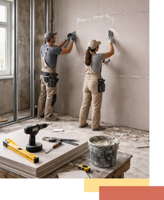 Монтаж двухслойной перегородки из гипсокартона в Сосновоборске