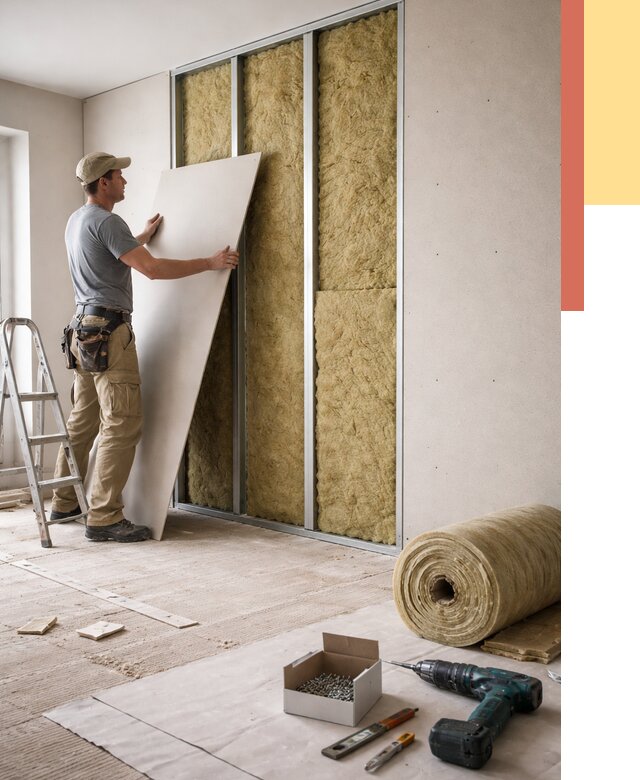 Перегородка из гипсокартона с шумоизоляцией в Сосновоборске от 3228 руб. | ОТДЕЛОЧНИК-Ссб