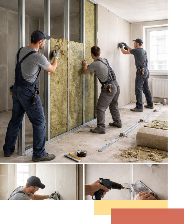 Перегородка из гипсокартона с шумоизоляцией в Сосновоборске — монтаж под ключ