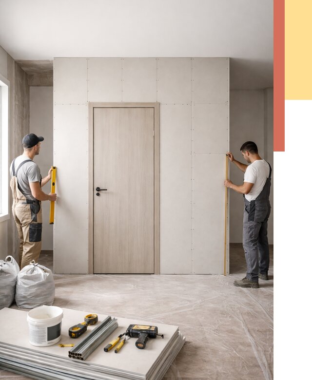 Перегородка из гипсокартона с дверью в Сосновоборске от 4655 руб. под ключ | ОТДЕЛОЧНИК-Ссб