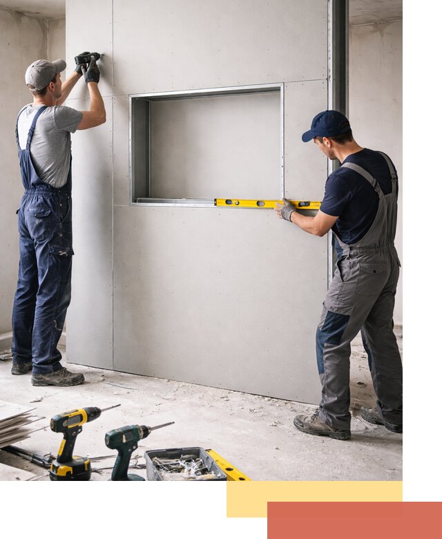 Перегородка из гипсокартона с нишей под декор в Сосновоборске