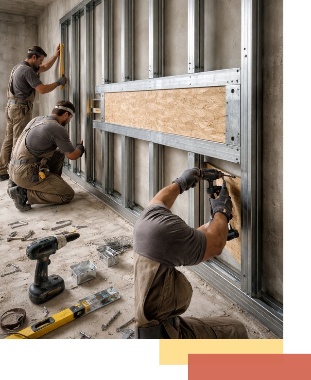 Усиленная перегородка для крепления тяжёлых конструкций в Сосновоборске