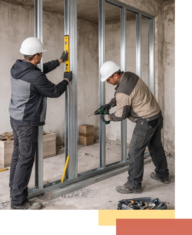 Монтаж каркаса перегородки из профиля в Сосновоборске