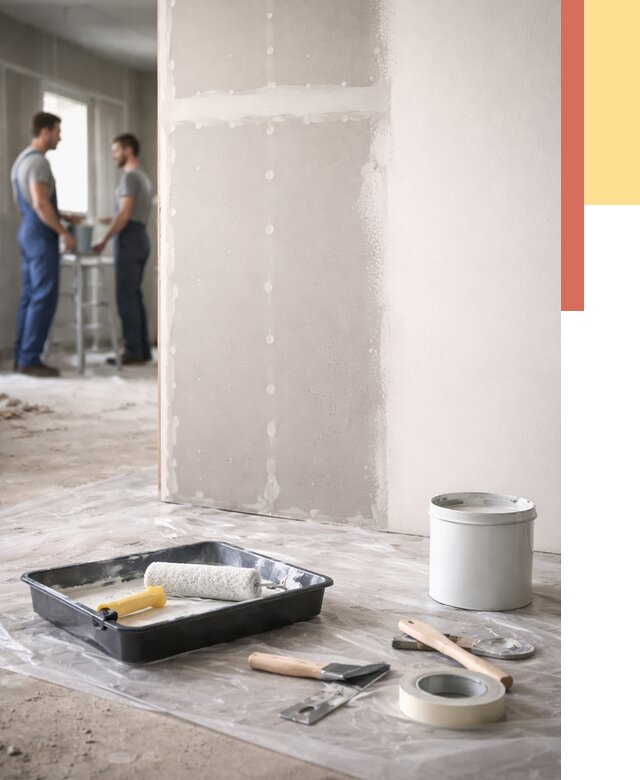 Покраска перегородок из гипсокартона в Сосновоборске от 4655 руб. под ключ | ОТДЕЛОЧНИК-Ссб