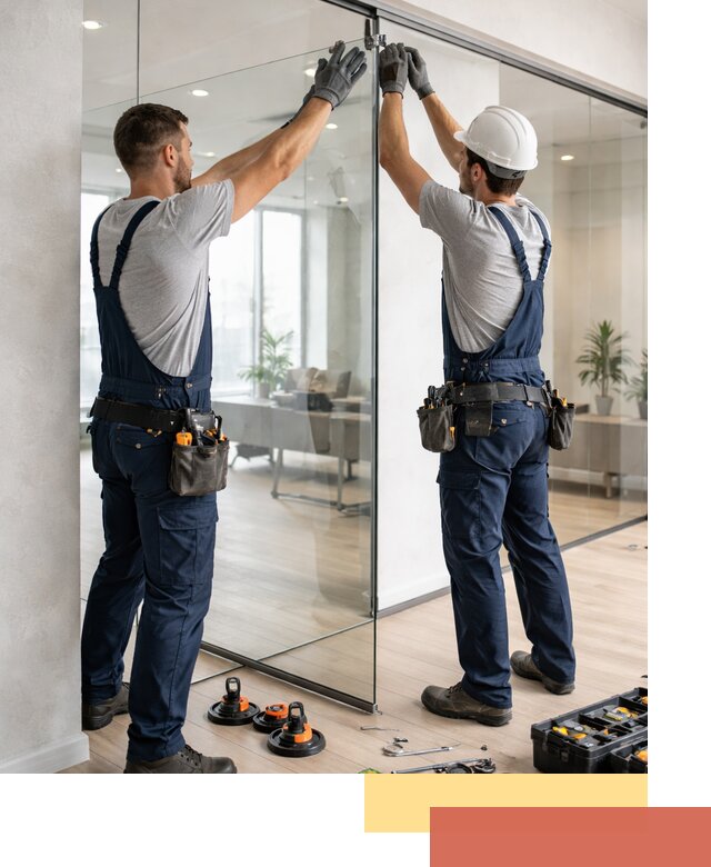 Безрамные стеклянные перегородки под ключ в Сосновоборске