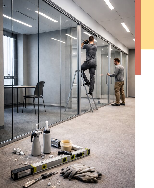 Стеклянные офисные перегородки в Сосновоборске от 8793 руб. — монтаж и установка | ОТДЕЛОЧНИК-Ссб