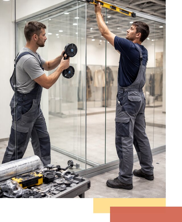 Стеклянные перегородки для магазинов в Сосновоборске — монтаж и установка