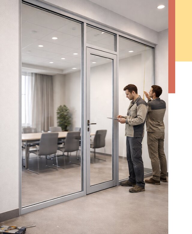 Установка и монтаж алюминиевых перегородок со стеклом в Сосновоборске от 8483 руб. | ОТДЕЛОЧНИК-Ссб