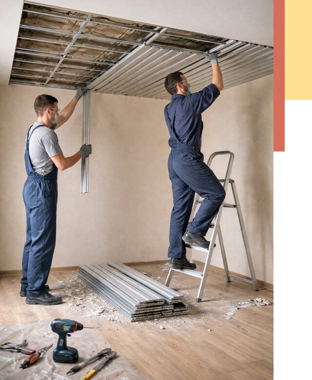 Демонтаж реечного потолка в Сосновоборске от 4655 руб. быстро и недорого | ОТДЕЛОЧНИК-Ссб