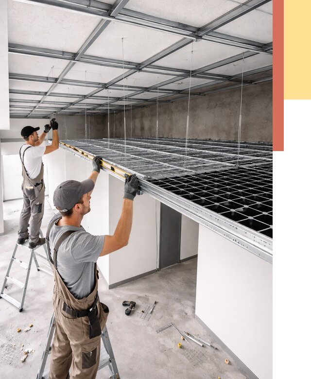 Монтаж потолка грильято в Сосновоборске от 466 руб./м² — быстрая сборка под ключ | ОТДЕЛОЧНИК-Ссб