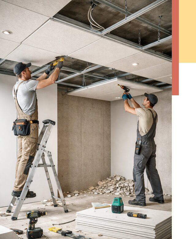 Монтаж акустического потолка в Сосновоборске от 6724 руб/м2 — быстро и недорого | ОТДЕЛОЧНИК-Ссб