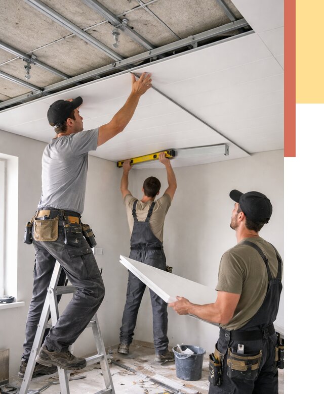 Монтаж потолка из ПВХ панелей в Сосновоборске от 3621 руб./м2 — быстро и недорого | ОТДЕЛОЧНИК-Ссб