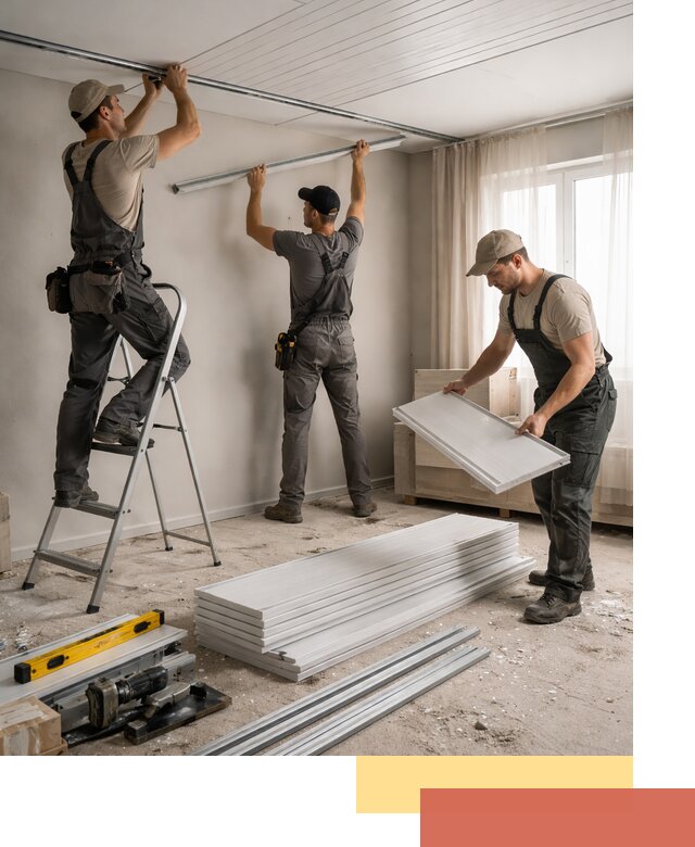 Монтаж потолка из ПВХ панелей в Сосновоборске оперативно и качественно