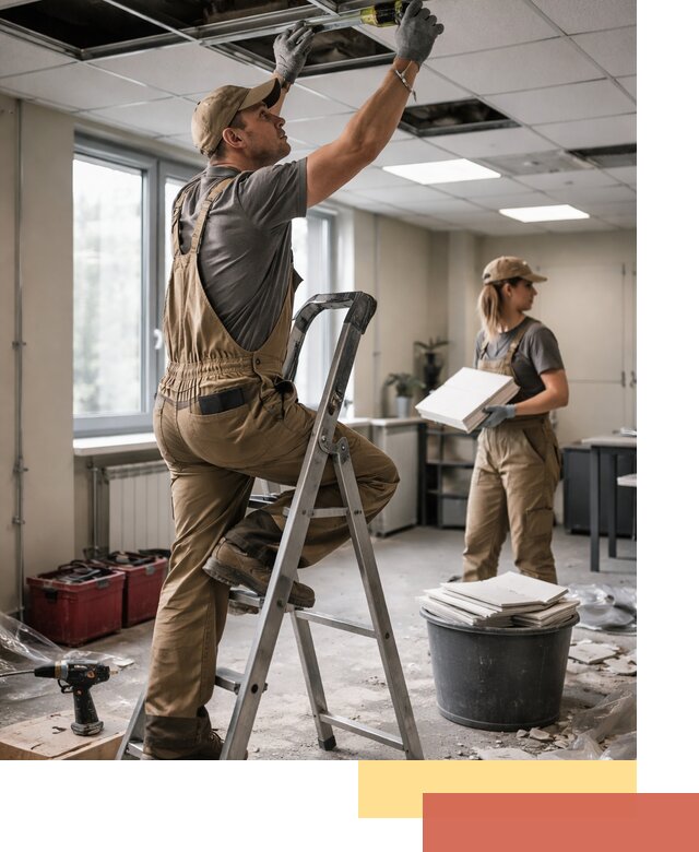 Ремонт потолка Армстронг и замена плит в Сосновоборске